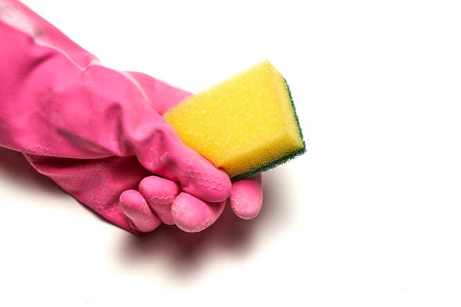 Rubber glove holding sponge