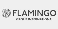 Flamingo logo in grey.