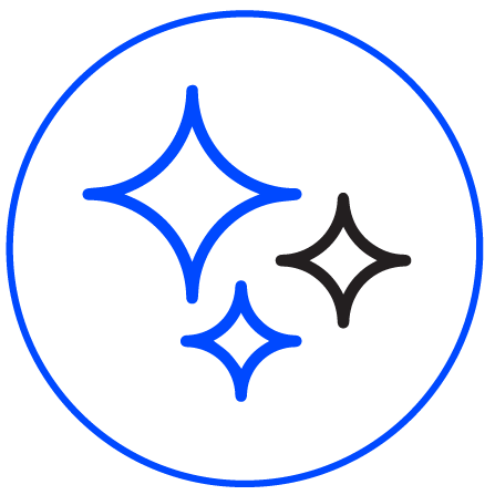 Icon of both blue and black diamond shaped stars.
